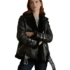 Harriet Black Shearling Leather Jacket - Trendy Leather Jackets