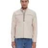 Henry Patterned Cream Leather Jacket - Trendy Leather Jackets