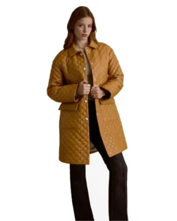 Women's Quilted Brown Leather Coat
