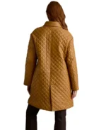 Women's Quilted Brown Leather Coat