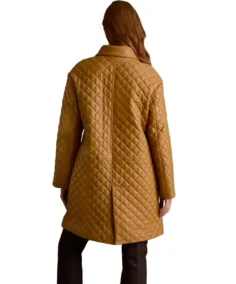 Women's Quilted Brown Leather Coat