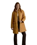 Women's Quilted Brown Leather Coat