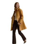 Women's Quilted Brown Leather Coat