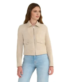 Isabella Beige Suede Jacket - Trendy Leather Jackets