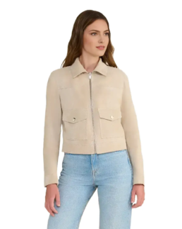 Isabella Beige Suede Jacket - Trendy Leather Jackets