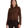Isabella Dark Brown Suede Jacket - Trendy Leather Jackets