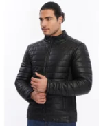 Jake Black Puffer Leather Jacket Front - Trendy Leather Jackets