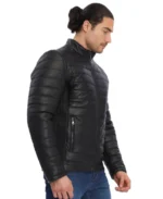 Jake Black Puffer Leather Jacket Side - Trendy Leather Jackets