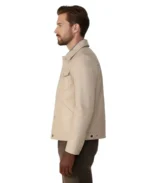 Jude Beige Leather Jacket Side - Trendy Leather Jackets