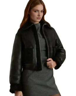 Julia Black Bomber Leather Jacket - Trendy Leather Jackets