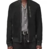 Kemble Black Suede Bomber Jacket - Trendy Leather Jackets