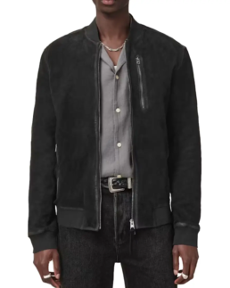 Kemble Black Suede Bomber Jacket - Trendy Leather Jackets