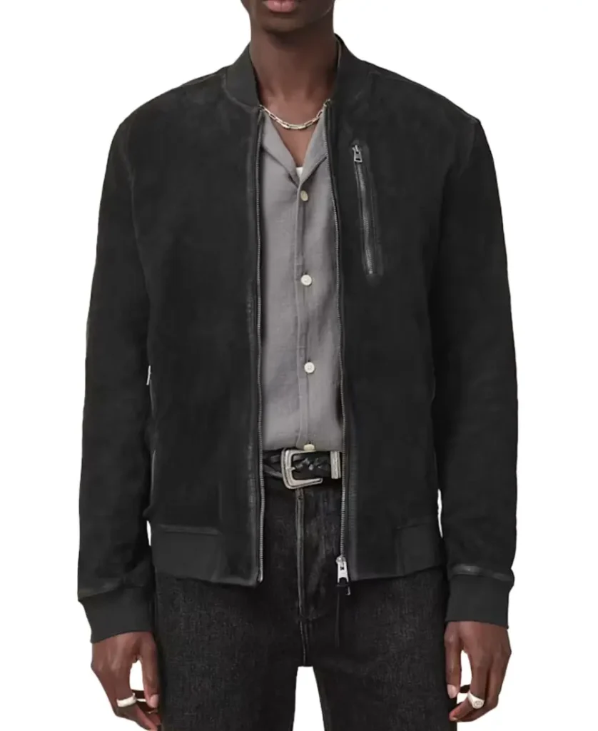 Kemble Black Suede Bomber Jacket - Trendy Leather Jackets