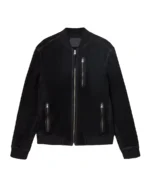 Kemble Black Suede Bomber Jacket Front - Trendy Leather Jackets