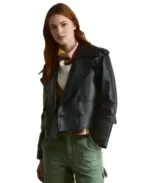 Lola Black Leather Jacket Side - Trendy Leather Jackets