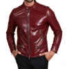 Men's Anchor Maroon Nappa Vegan Leather Jacket - Trendy Leather Jackets