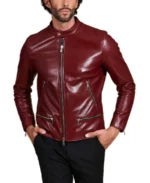 Men's Anchor Maroon Nappa Vegan Leather Jacket - Trendy Leather Jackets