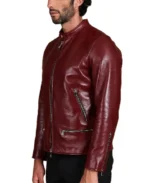Men's Anchor Maroon Nappa Vegan Leather Jacket Side - Trendy Leather Jackets