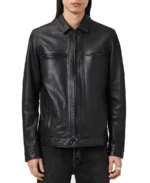 Men's Black Luck Leather Jacket Front - Trendy Leather Jackets