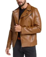 Men's Brown Perfecto Motorcycle Leather Jacket Front - Trendy Leather Jackets