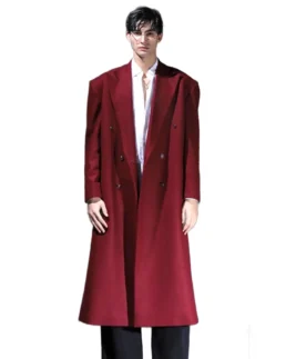 Men's Classic Maroon Long Coat - Trendy Leather Jackets