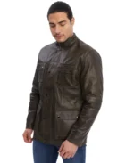 Men's Dark Brown Bomber Leather Jacket - Trendy Leather Jackets