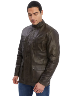 Men's Dark Brown Bomber Leather Jacket - Trendy Leather Jackets