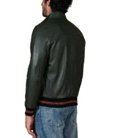 Shop The Men's Dark Green Natural Bomber Leather Jacket - Trendy Leather Jackets