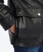 Men's Dax Black Leather Jacket Pocket - Trendy Leather Jackets