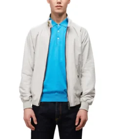 Men's G9 White Harrington Jacket - Trendy Leather Jackets
