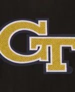 Men's Georgia Tech Black Varsity Jacket Closeup View - Trendy Leather Jackets