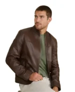 Men's Otis Dark Brown Leather Jacket Front - Trendy Leather Jackets