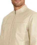 Men's Otis Racer Leather Jacket Closeup - Trendy Leather Jackets