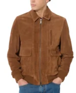 Men's Paulo Brown Suede Leather Jacket Front - Trendy Leather Jackets