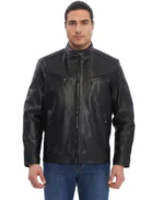 Men's Solid Black Biker Leather Jacket - Trendy Leather Jackets