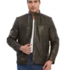 Men's Solid Dark Brown Leather Jacket - Trendy Leather JacketsJacket