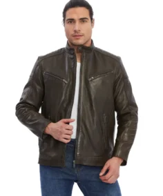 Men's Solid Dark Brown Leather Jacket - Trendy Leather JacketsJacket
