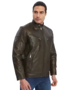 Men's Solid Dark Brown Leather Jacket Front - Trendy Leather Jackets