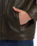 Men's Solid Dark Brown Leather Jacket Pocket - Trendy Leather Jackets