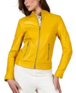 Nappa Yellow Biker Leather Jacket - Trendy Leather Jackets