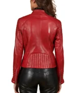 Shop The Women Red Quilted Biker Leather Jacket