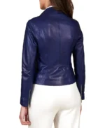 Shop The Women Navy Natural Biker Leather - Trendy Leather JacketsJacket