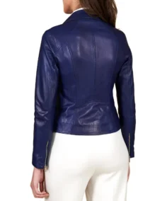 Shop The Women Navy Natural Biker Leather - Trendy Leather JacketsJacket