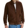 Premium Chocolate Brown G9 Harrington Suede Jacket - Grey - Trendy Leather Jackets