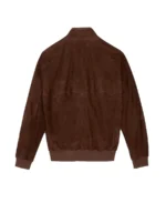 Premium Chocolate Brown G9 Harrington Suede Jacket Back - Grey - Trendy Leather Jackets