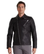 Quentin Black Biker Leather Jacket Front - Trendy Leather Jackets
