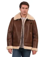 Rupert Brown Shearling Aviator Jacket - Trendy Leather Jackets