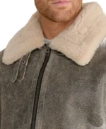 Rupert Shearling Aviator Jacket Closeup - Trendy Leather Jackets