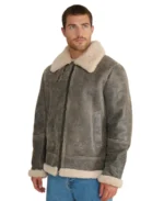 Rupert Shearling Aviator Jacket Front - Trendy Leather Jackets