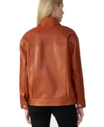 Shop The Bobbie Brown Leather Shirt Jacket back - Trendy Leather Jackets